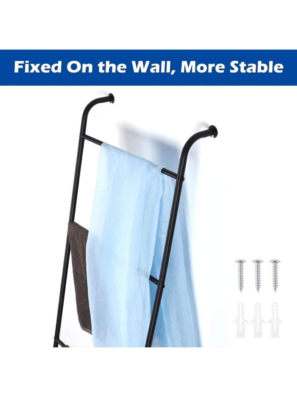 New Blanket Ladder Decorative Towel Rack for Home, Metal Wall Leaning Stand - Picture 3 of 6